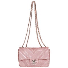 Sac de soirée Chanel Classic rose à paillettes