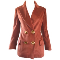 Vintage Escada by Margaretha Ley Rust Brown Angoral Wool Double Breasted Blazer