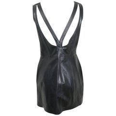 Vintage Gianni Versace Iconic Black Leather Back Cut Out Dress 