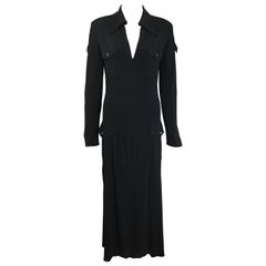 Vintage Fall 1996 Gucci by Tom Ford Black Safari Style Maxi Dress