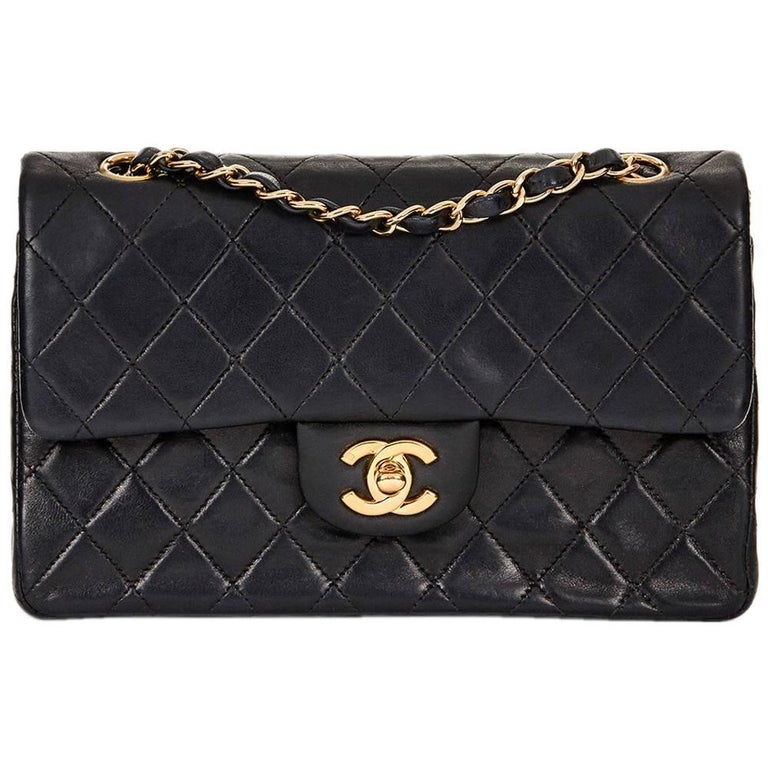 chanel black small lambskin classic double flap bag
