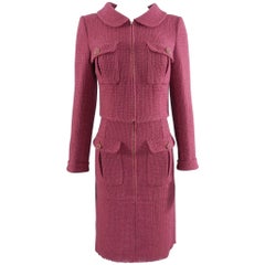 Chanel 16K Runway Fuchsia Wool Skirt Suit