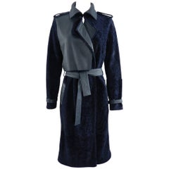 Mugler Pre-Fall 2015 Runway Navy Shearling Long Coat 9