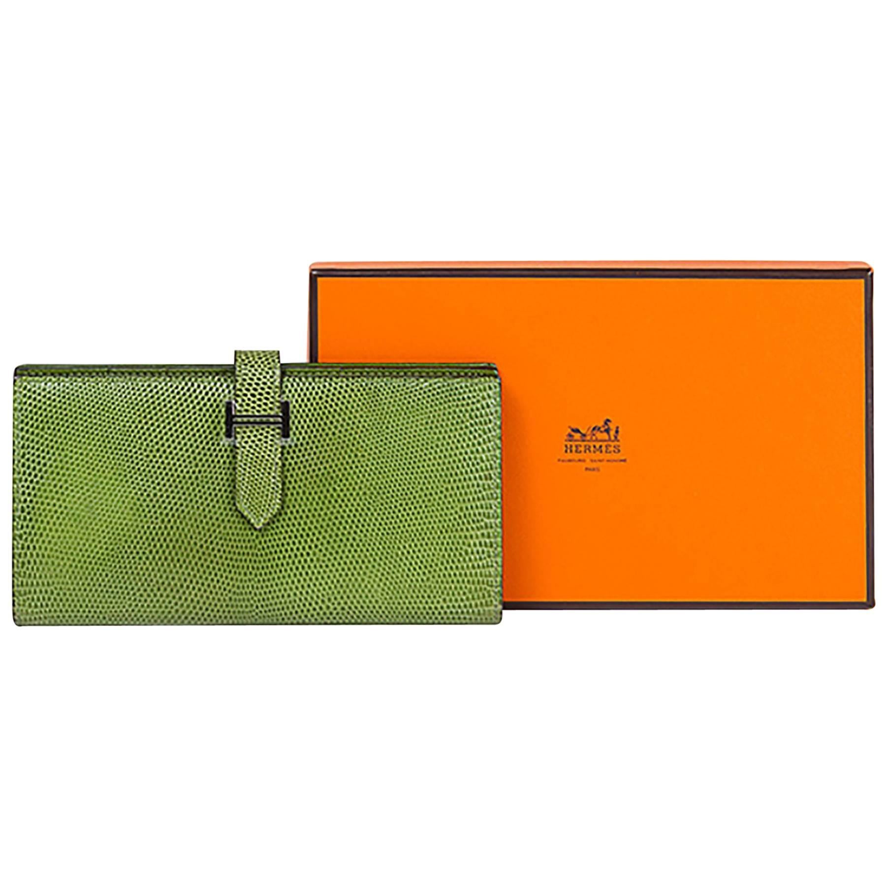 Hermès Green Lizard Wallet