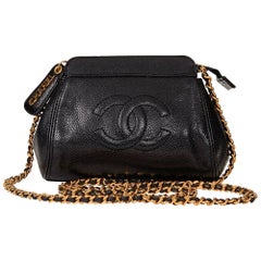 1990s Chanel Black Caviar Leather Vintage Mini Timeless Shoulder Bag 1