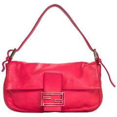 Fendi Pink Leather Baguette Shoulder Bag at 1stDibs