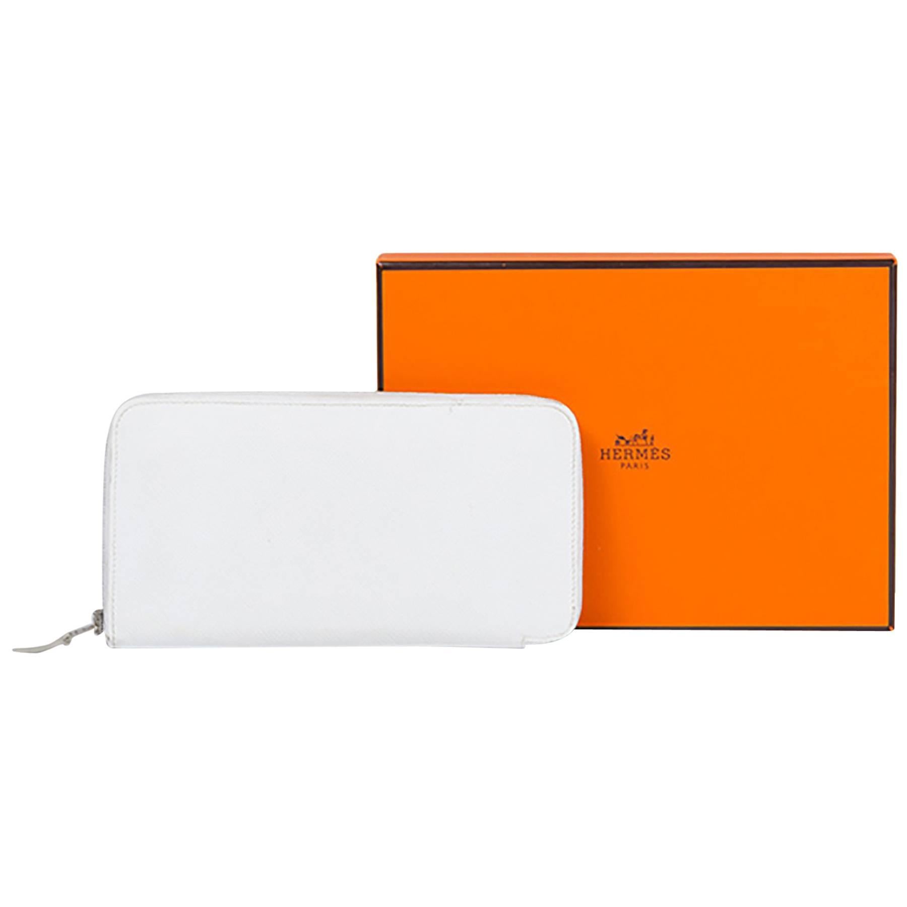 Hermès White Epsom Calf Leather Wallet For Sale
