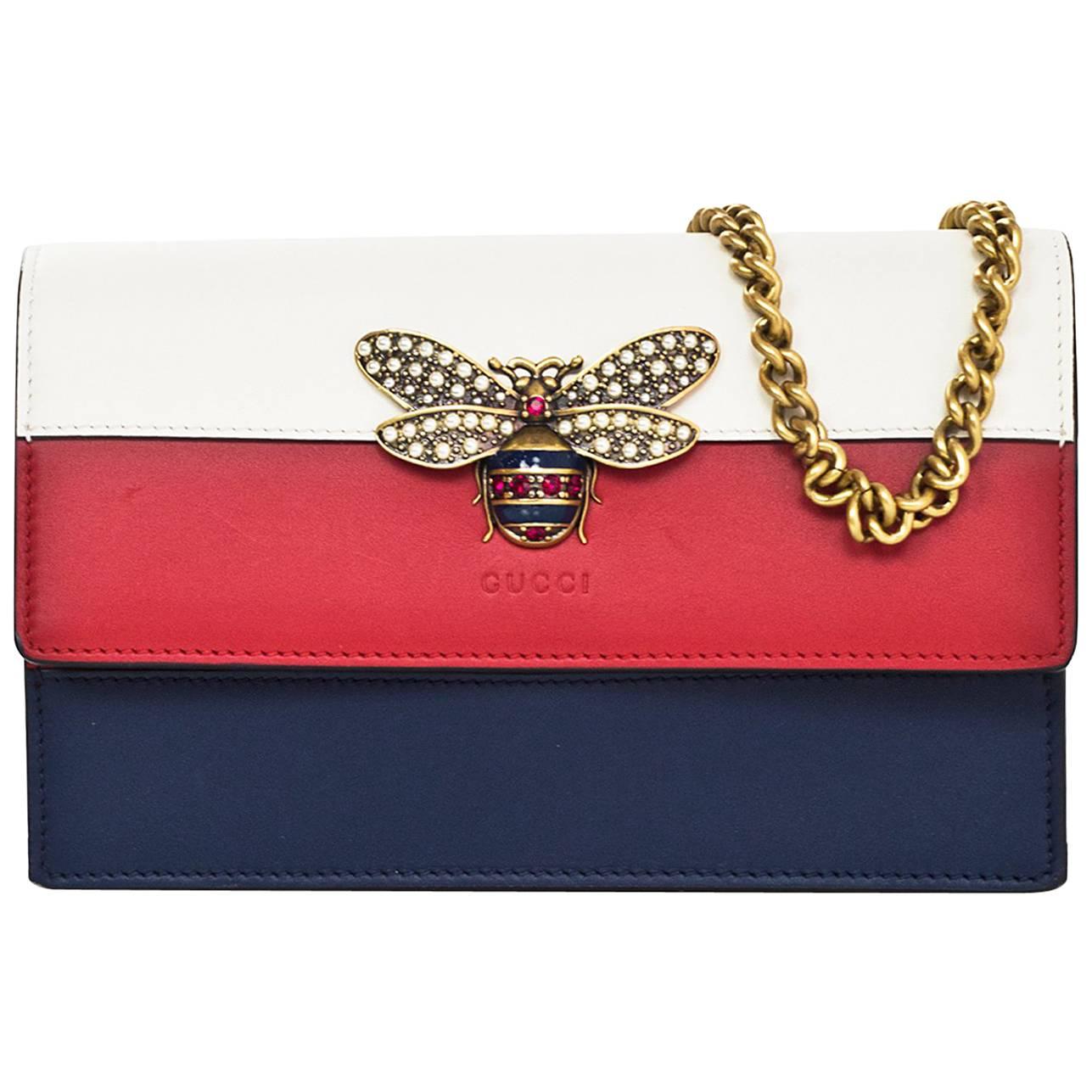 Gucci Tri-Color Queen Margaret Bee Mini Bag with Box & DB