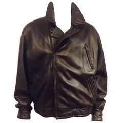 Men's Vintage Bally Leather Flight Bomber Jacket in Cocoa Sz XXL