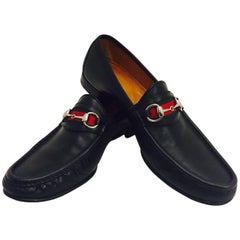 Men's Gucci Penny Loafers with Iconic Ribbon Stripe & Horsebit. Sz 9 1/2 Black