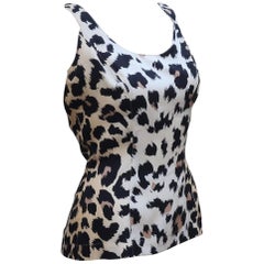 Vintage Thierry Mugler Silk Animal Leopard Print Top, C.1990