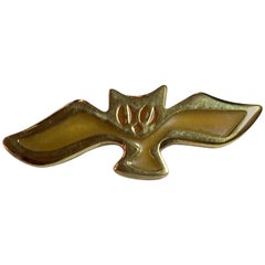 Retro PACO RABANNE Fun Gilt and Resin BAT Brooch/Pin Halloween