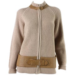 1970's Gucci Cardigan with Leather Detailing