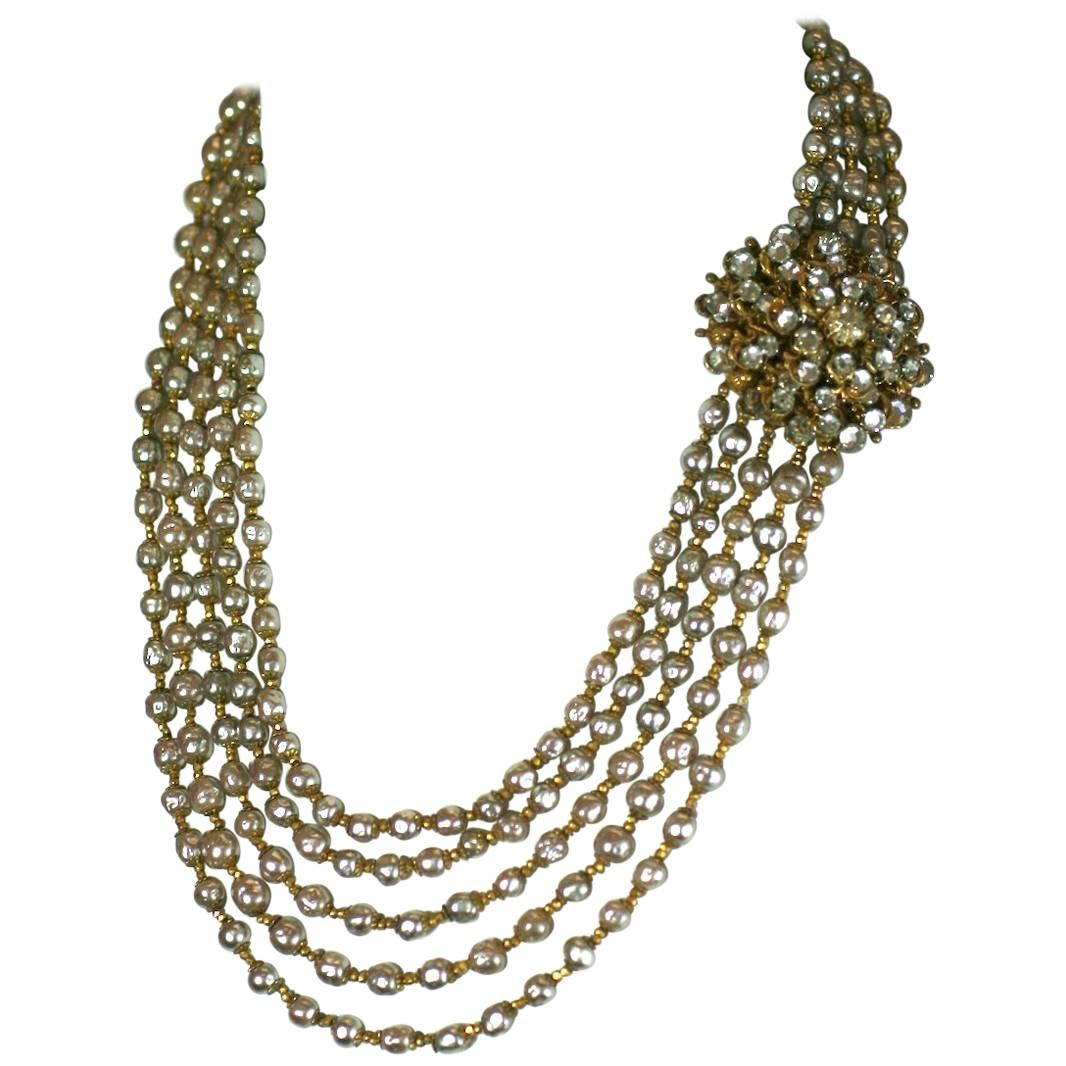 Miriam Haskell Elaborate Multi Strand Necklace For Sale