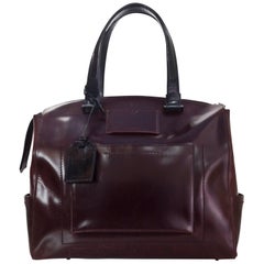 Reed Krakoff Burgundy & Black Glazed Leather Tote Bag 4