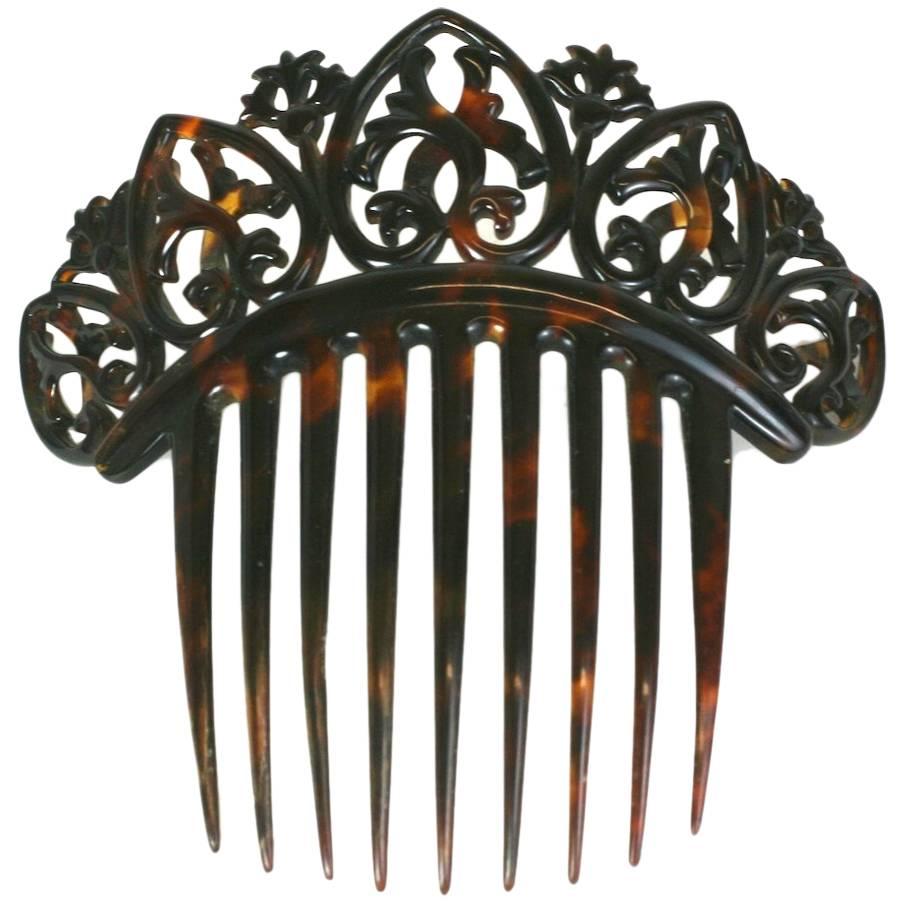 Elaborate Victorian Tortoise shell Comb For Sale