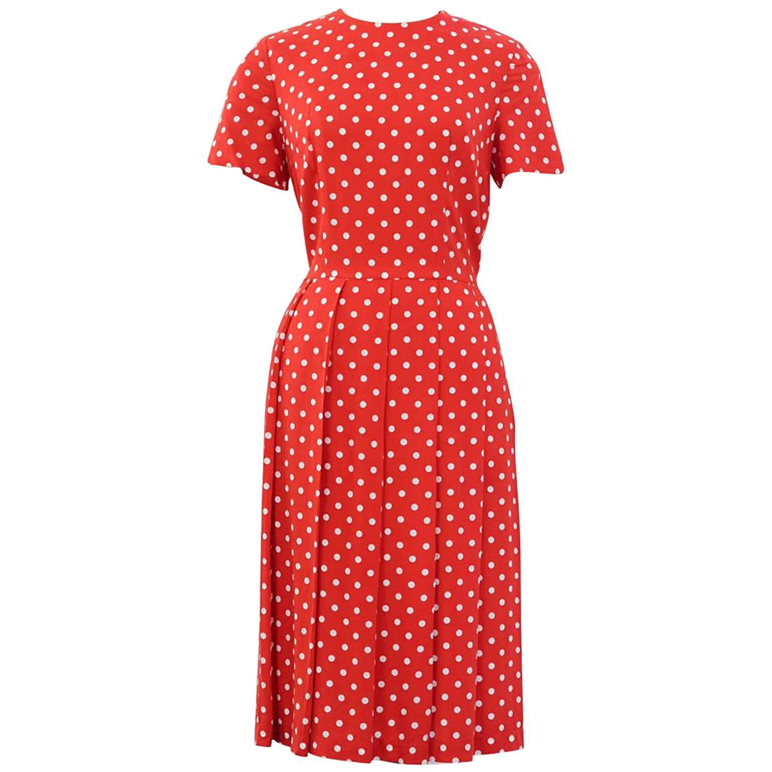 2014 Comme des Garcons polka dot red apron dress.