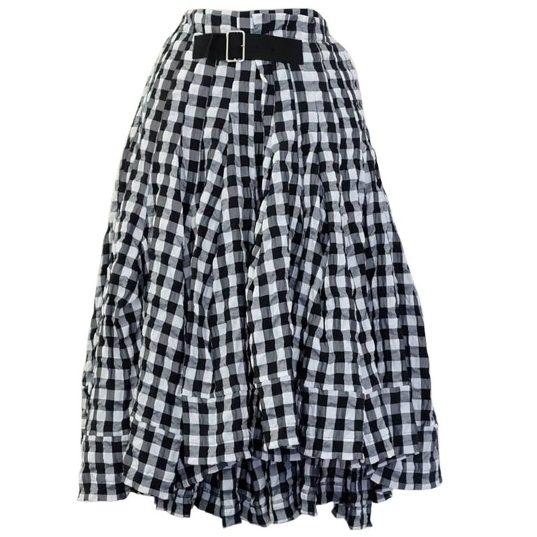 2014 tricot COMME des GARCONS distressed gingham skirt. at 1stDibs