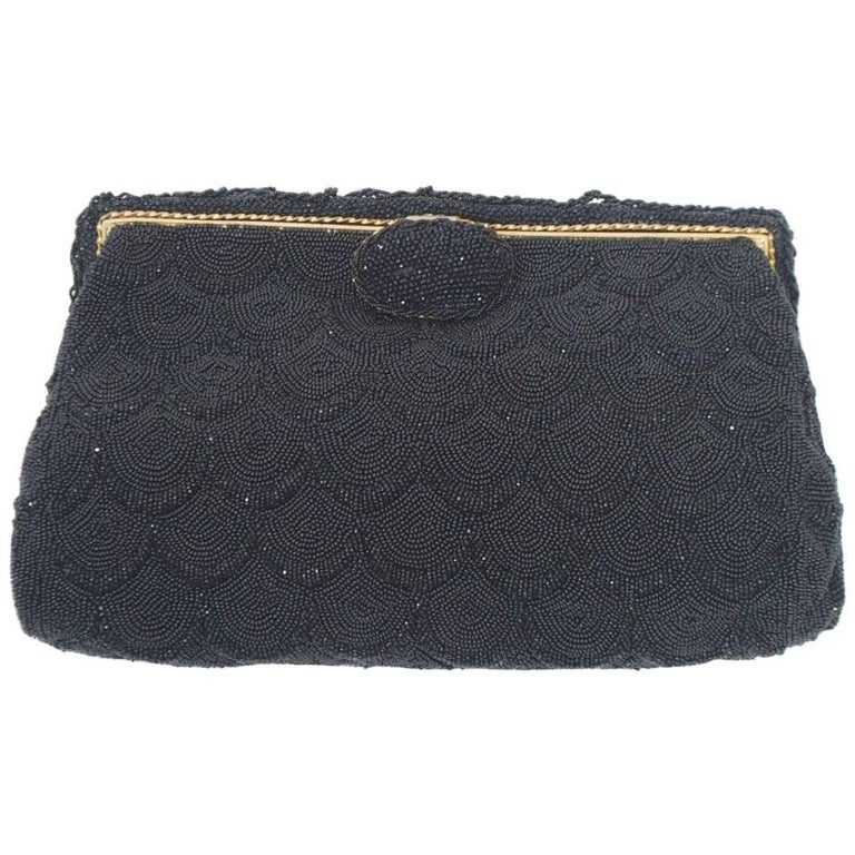 Lux 1940s Black Purse - Hand Beaded Bag - Charlet Paris Label Evening –  Vintage Vixen Clothing