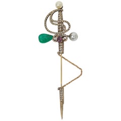 Retro Sword-Shaped Stick Pin, France