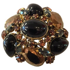 Retro SCHREINER New York Sparkling Cabochon Pendant Brooch Pin 