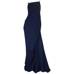 S/S 2008 Yves Saint Laurent Minimalist Navy "Bustle" Dress 2