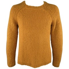 3.1 PHILLIP LIM Size M Gold Chunky Wool Blend Contrast Knit Pullover Sweater
