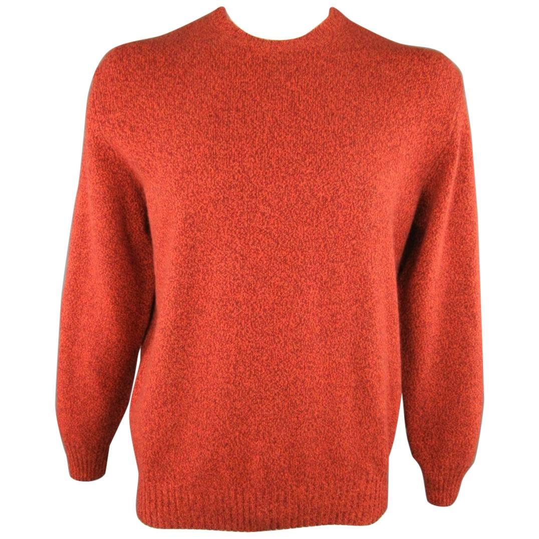Men's LORO PIANA Size L Brick Red Heather Cashmere Crewneck Pullover Sweater