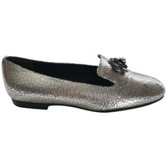 Chanel Silver Loafers Sz 37 1/2