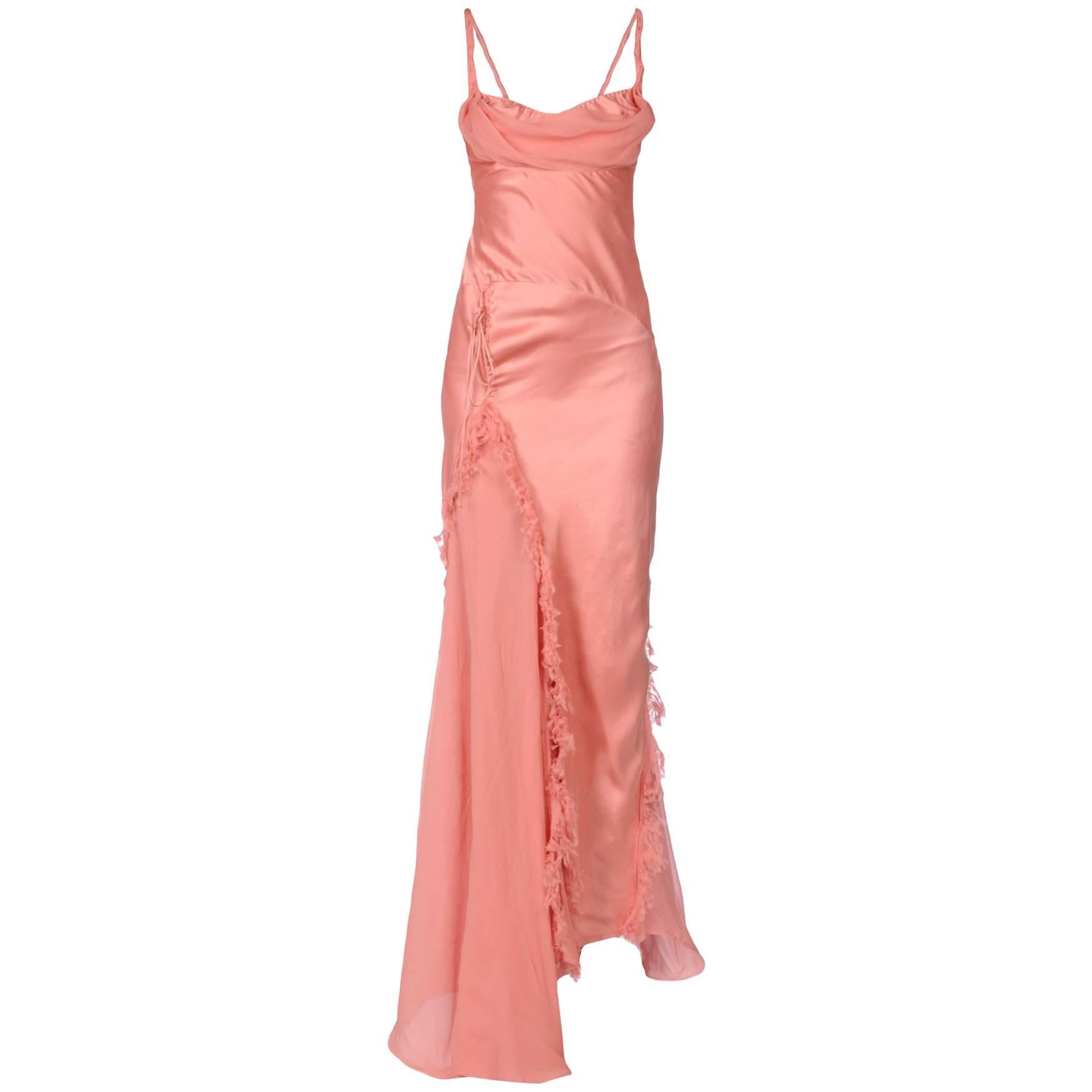 New ERMANNO SCERVINO Silk Romantic Ruffle Open Back Dress Gown It.42 - US 6