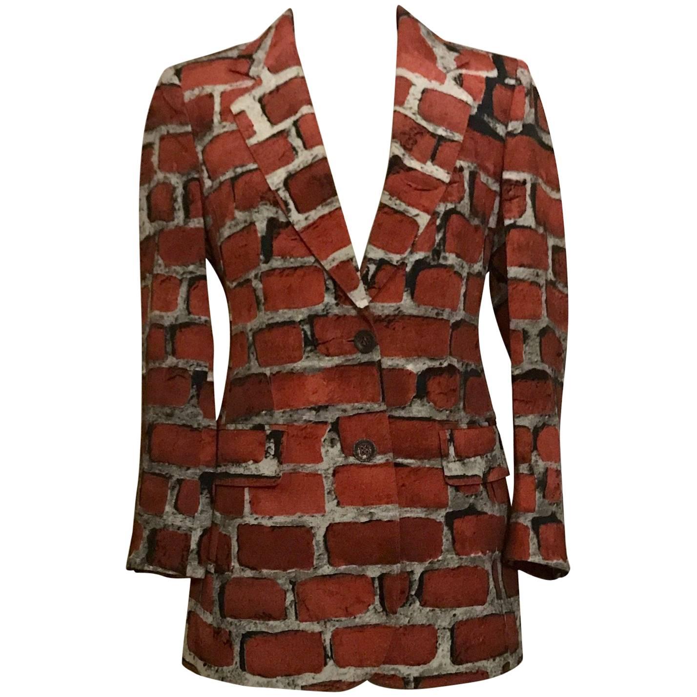 Moschino Couture Vintage Brick Print Jacket Blazer, 1990s 