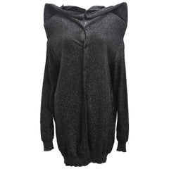 Maison Martin Margiela Black and Silver Glitter Knit with Exaggerated Shoulders