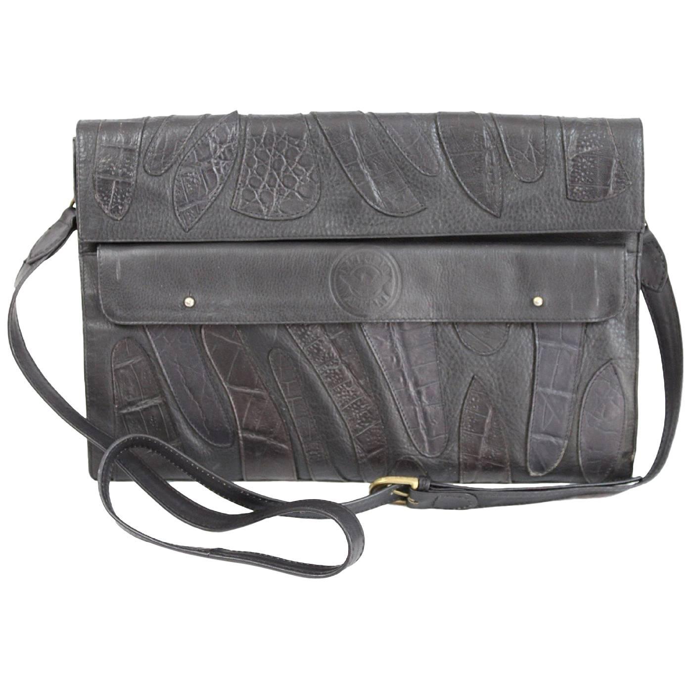 Giorgio Armani leather black shoulder bag excellent condition 1990s women’s For Sale