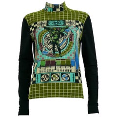 Jean Paul Gaultier Vintage Turtleneck Test Card Print Top Size L