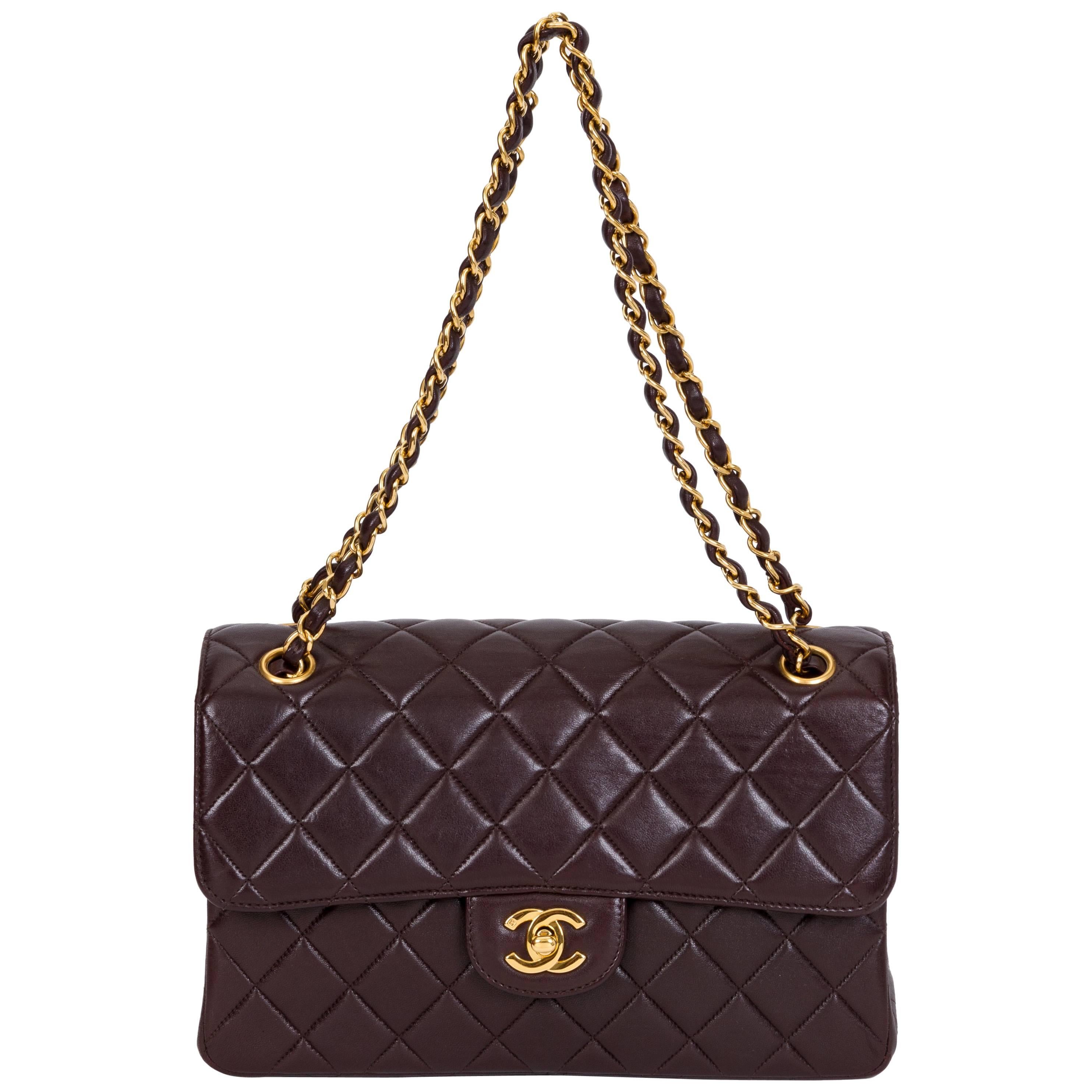 Chanel Vintage Brown Double Sided Quilted Leather Flap Bag