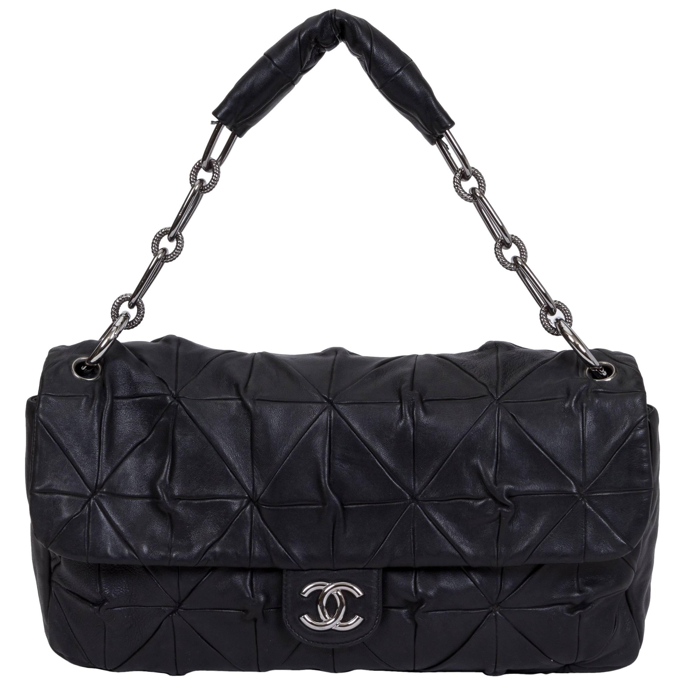 Chanel Maxi Black Leather Origami Flap Bag