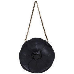 Vintage Chanel Black Leather Camellia Flower Bag