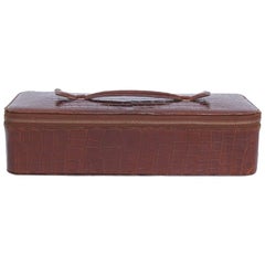 Vintage HERMES Jewelry Box in Brown Crocodile