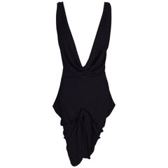 2003 Vivienne Westwood Plunging Black Bodysuit Dress