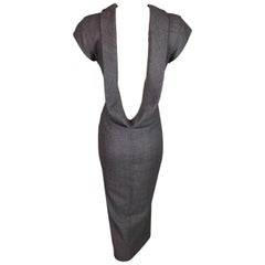 NWT F/W 1998 Alexander McQueen Nude Mesh Plunging Pencil Pin-Up Dress