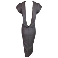 NWT F/W 1998 Alexander McQueen Nude Mesh Plunging Pencil Pin-Up Dress