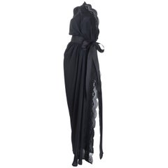 Very Rare Vintage Yves Saint Laurent Evening Dress in Black Silk and Lace 12