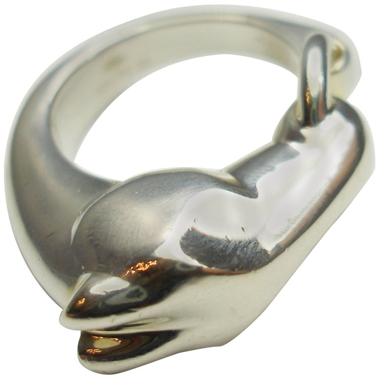 MAGNIFIC Hermès Galop Silver 925 Ring / Good Condition at 1stDibs