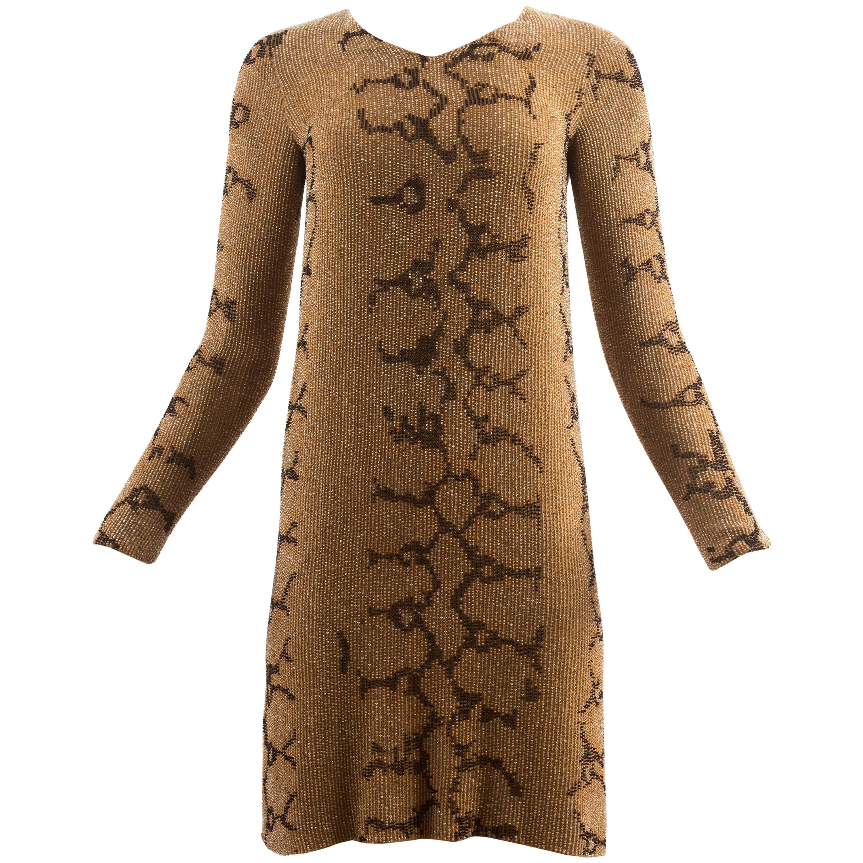 Tom Ford for Gucci Spring-Summer 2000 beaded python print shift dress For Sale