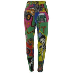 Retro Versace Jeans Couture Cartoon Betty Boop Harley Novelty Logo Skinny Jeans