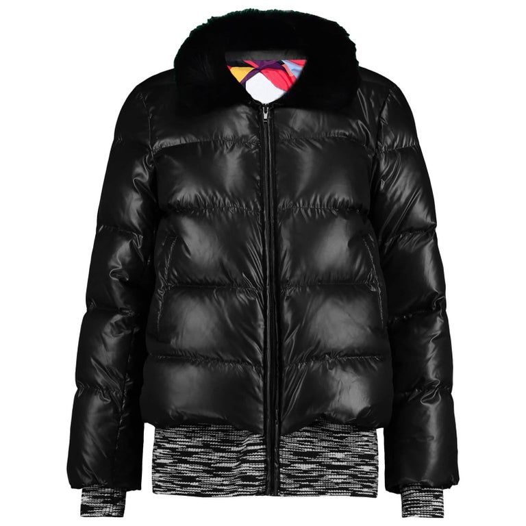 M Missoni Black Puffer Jacket with Fur Collar Sz IT46 For Sale at 1stDibs | missoni  jacket