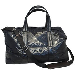NWOT Maison Margiela Navy Blue Vinyl and Leather Duffle Bag Tote
