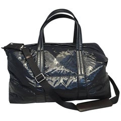 NWOT Maison Margiela Navy Blue Vinyl and Leather Duffle Bag Tote 