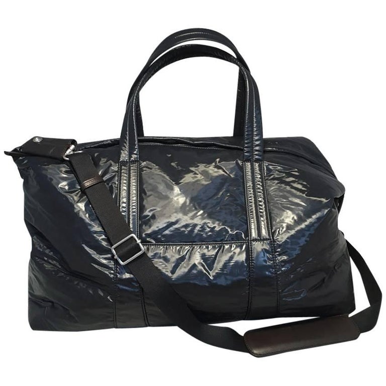 NWOT Maison Margiela Navy Blue Vinyl and Leather Duffle Bag Tote at 1stdibs