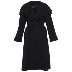 Vintage 1940s Black Wool New Look Princess Coat